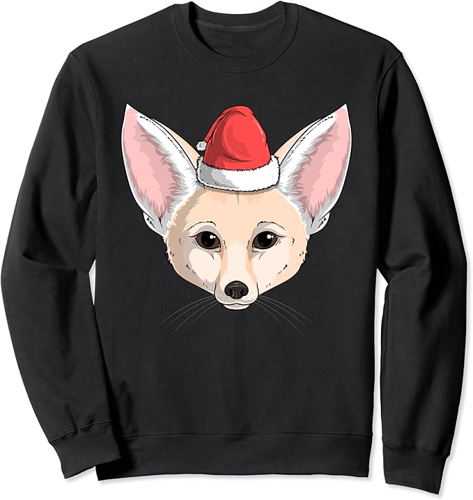 Fennec Fox Santa Claus Hat Christmas Holiday XMas Gift Sweatshirt Amazon.co.uk Fashion